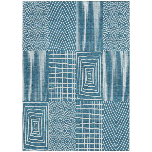 Homeroots 3' Beige And Ivory Geometric Washable Area Rug - Versatile Indoor Outdoor Design For Any Space 9' X 12' Polyester 596978