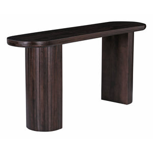 English Elm Contemporary Solid Wood Oval Console Table - Elegant Double Pedestal Base For Living Room Style B2741S00231