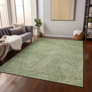 Homeroots 3' Artichoke Green And Ivory Abstract Washable Area Rug – Perfect For Indoor And Outdoor Use! 3' X 5' Polyester 596980