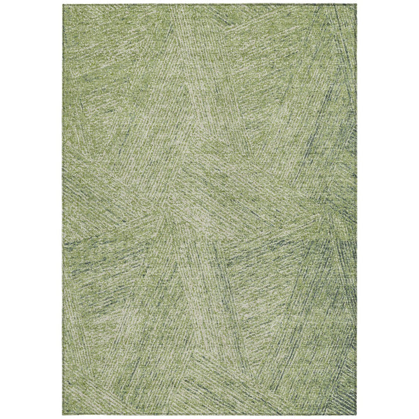 Homeroots 3' Artichoke Green And Ivory Abstract Washable Area Rug – Perfect For Indoor And Outdoor Use! 5' X 8' Polyester 596981