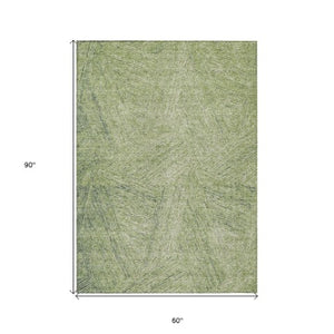 Homeroots 3' Artichoke Green And Ivory Abstract Washable Area Rug – Perfect For Indoor And Outdoor Use! 5' X 8' Polyester 596981