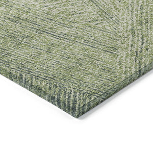 Homeroots 3' Artichoke Green And Ivory Abstract Washable Area Rug – Perfect For Indoor And Outdoor Use! 5' X 8' Polyester 596981