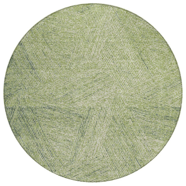 HomeRoots 5' Abstract Artichoke Green and Ivory Indoor Outdoor Area Rug - Stylish, Washable, Durable Design 8' Round 596982