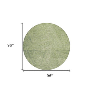 Homeroots 3' Artichoke Green And Ivory Abstract Washable Area Rug – Perfect For Indoor And Outdoor Use! 8' Round Polyester 596982