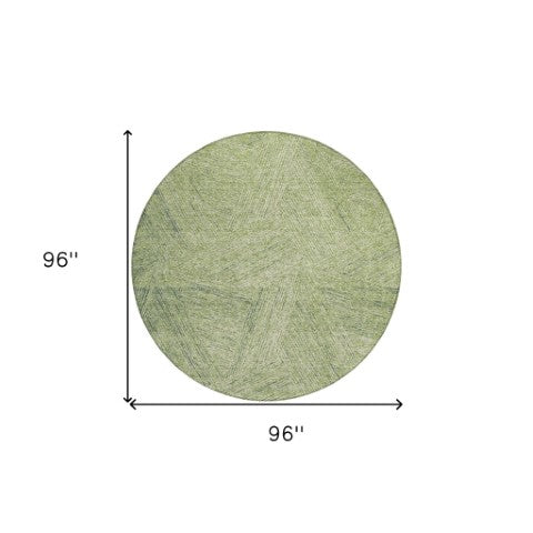 Homeroots 3' Artichoke Green And Ivory Abstract Washable Area Rug – Perfect For Indoor And Outdoor Use! 8' Round Polyester 596982
