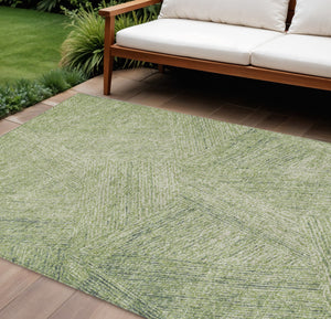 Homeroots 3' Artichoke Green And Ivory Abstract Washable Area Rug – Perfect For Indoor And Outdoor Use! 9' X 12' Polyester 596984