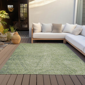 Homeroots 3' Artichoke Green And Ivory Abstract Washable Area Rug – Perfect For Indoor And Outdoor Use! 9' X 12' Polyester 596984