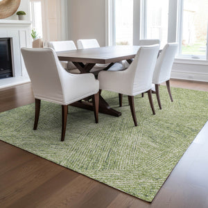 Homeroots 3' Artichoke Green And Ivory Abstract Washable Area Rug – Perfect For Indoor And Outdoor Use! 9' X 12' Polyester 596984