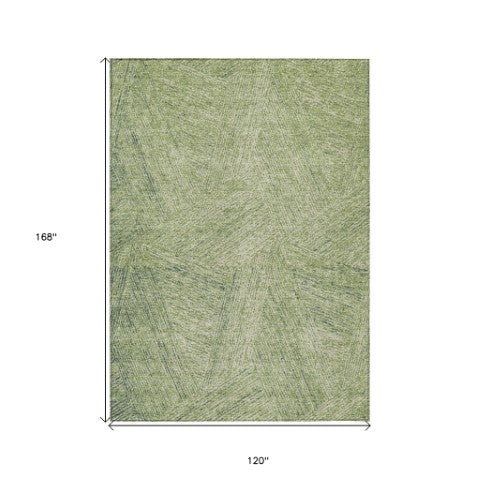 Homeroots 3' Artichoke Green And Ivory Abstract Washable Area Rug – Perfect For Indoor And Outdoor Use! 10' X 14' Polyester 596985