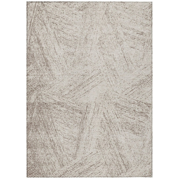 HomeRoots 5' Beige and Brown Abstract Area Rug - Stylish, Washable Indoor/Outdoor Design for High-Traffic Spaces 5' X 8' 596987