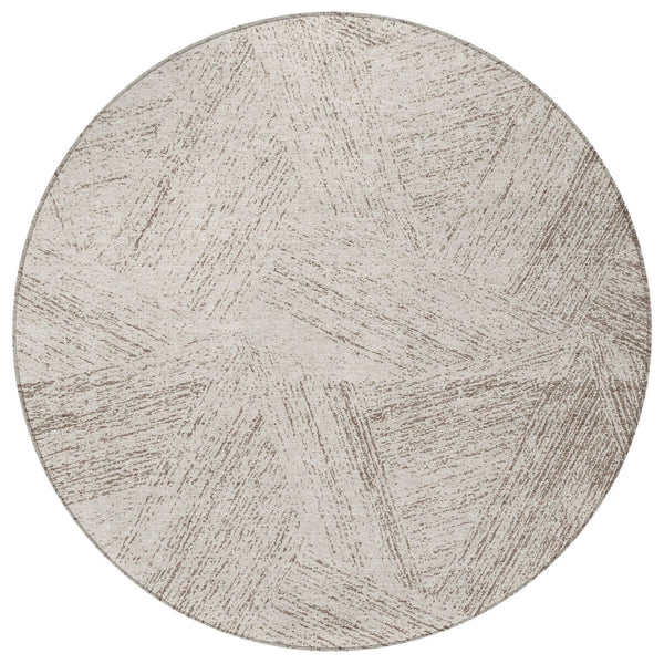 Homeroots 3' Artichoke Green And Ivory Abstract Washable Area Rug – Perfect For Indoor And Outdoor Use! 8' Round Polyester 596988