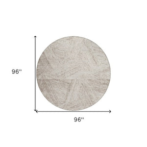 Homeroots 3' Artichoke Green And Ivory Abstract Washable Area Rug – Perfect For Indoor And Outdoor Use! 8' Round Polyester 596988