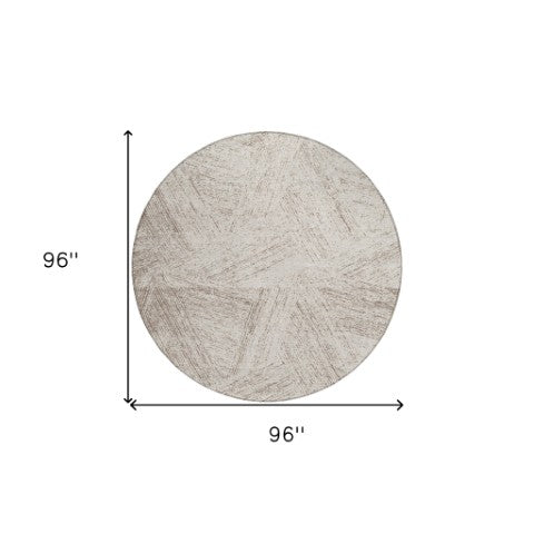 Homeroots 3' Artichoke Green And Ivory Abstract Washable Area Rug – Perfect For Indoor And Outdoor Use! 8' Round Polyester 596988