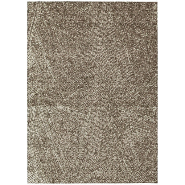 HomeRoots 5' Modern Chocolate and Beige Abstract Area Rug - Durable, Washable, Ideal for Indoor and Outdoor Spaces 5' X 8' 596993