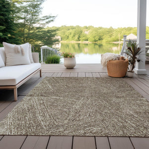 Homeroots 3' Artichoke Green And Ivory Abstract Washable Area Rug – Perfect For Indoor And Outdoor Use! 5' X 8' Polyester 596993