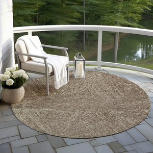 Homeroots 3' Artichoke Green And Ivory Abstract Washable Area Rug – Perfect For Indoor And Outdoor Use! 8' Round Polyester 596994