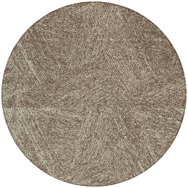 Homeroots 3' Artichoke Green And Ivory Abstract Washable Area Rug – Perfect For Indoor And Outdoor Use! 8' Round Polyester 596994