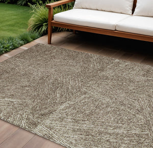 Homeroots 3' Artichoke Green And Ivory Abstract Washable Area Rug – Perfect For Indoor And Outdoor Use! 9' X 12' Polyester 596996