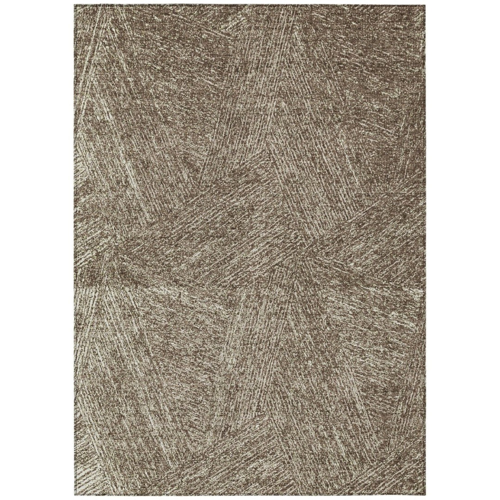 HomeRoots 9' X 12' Chocolate and Beige Abstract Area Rug - Durable, Washable, Stylish for Indoor & Outdoor Use 596996