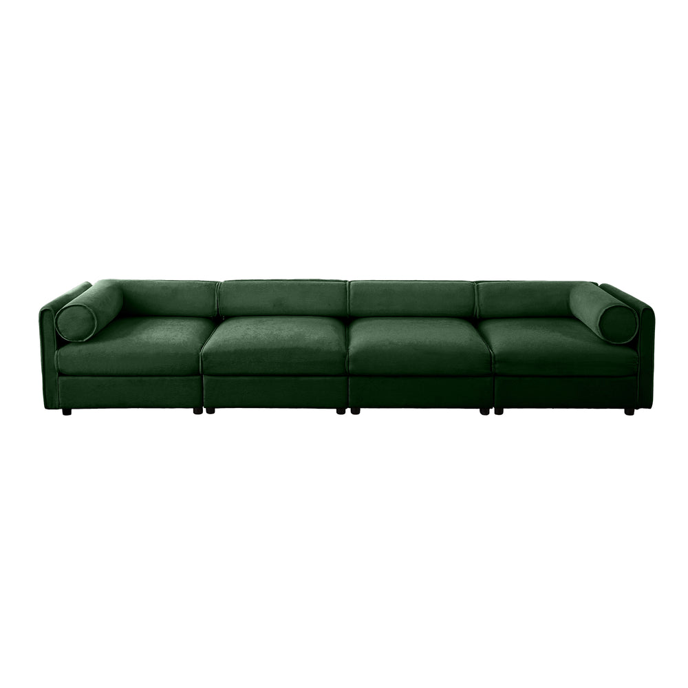 English Elm Modular 4-Seat Sectional Sofa With Ergonomic Support, Storage, And Luxurious Green Chenille Upholstery W714S01063