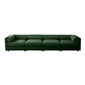 English Elm Modular 4-Seat Sectional Sofa With Ergonomic Support, Storage, And Luxurious Green Chenille Upholstery W714S01063