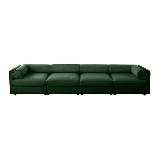 English Elm Modular 4-Seat Sectional Sofa With Ergonomic Support, Storage, And Luxurious Green Chenille Upholstery W714S01063