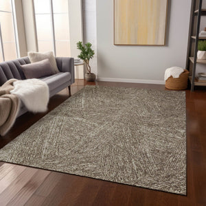 Homeroots 3' Artichoke Green And Ivory Abstract Washable Area Rug – Perfect For Indoor And Outdoor Use! 10' X 14' Polyester 596997