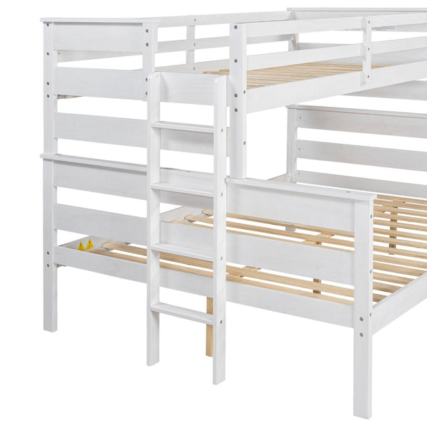 English Elm Wood Twin Xl Over Queen Bunk Bed With Ladder - Stylish Space-Saving Design For Kids & Guests! GX000446AAK-1-GIGA