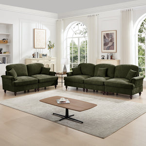 English Elm Classic Modular 2-Piece Sofa Set: Elegant Flared Arm Design With Detachable Ruffled Skirts, Green W3041S00269