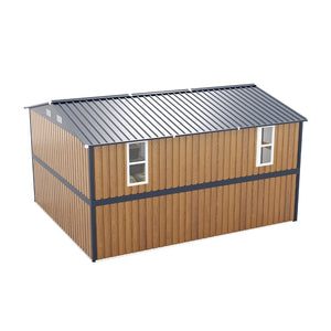 English Elm 10x12 Galvanized Steel Outdoor Shed with Lockable Entry Windows and Sloped Roof W1598S00032