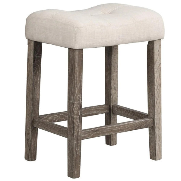 English Elm 5 Piece Oak Counter Dining Set Square Table Tufted Linen Stools Kitchen Nook B011S02295