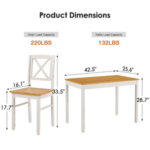 English Elm 5-piece Solid Rubberwood Dining Set Seats Four with Space Saving Design for Apartments W2896P419918