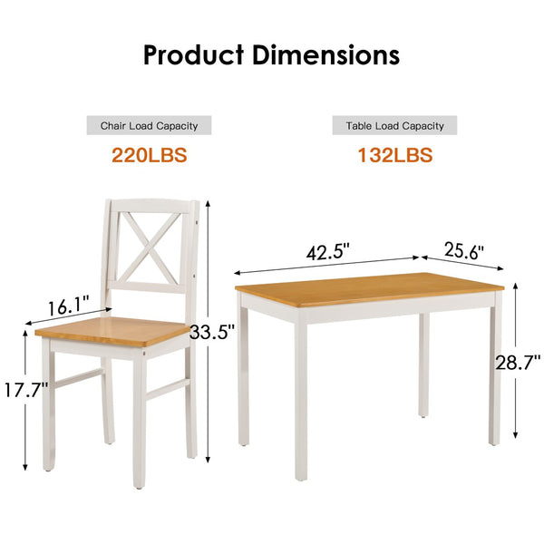 English Elm 5-piece Solid Rubberwood Dining Set Seats Four with Space Saving Design for Apartments W2896P419918