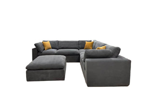 English Elm Coffee Bean Basket Weave Modular Sectional Foam Compressed with Toss Pillows Included Light Gray B2748S00069
