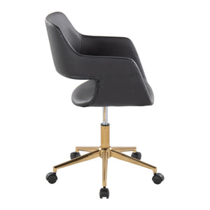 English Elm Margarite Contemporary Task Chair: Stylish Black Faux Leather & Gold Metal Base For Ergonomic Comfort B202P223911