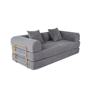 English Elm 2-in-1 Foldable Cloud Sofa Bed Plush Faux Fur Memory Foam Sleeper for Apartments W3422S00004