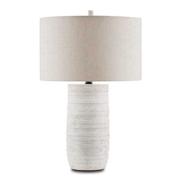 Innkeeper Table Lamp - Rustic Terracotta & Wrought Iron Design with Natural Linen Shade for Home Décor