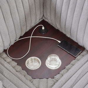 English Elm 110-inch U-shaped Corduroy Sectional with Sleeper Storage and Built-in Charging Table W2564S00053