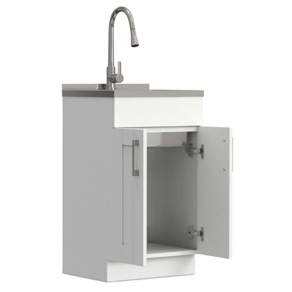 English Elm Darwin Stainless Steel Utility Sink with Shaker Cabinet for Laundry and Garage B136P427212