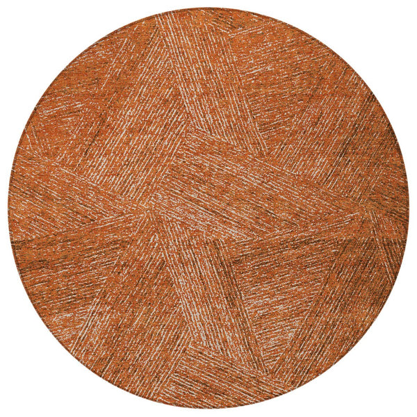 Homeroots 3' Artichoke Green And Ivory Abstract Washable Area Rug – Perfect For Indoor And Outdoor Use! 8' Round Polyester 597000