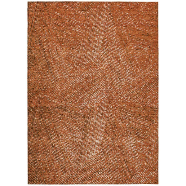 HomeRoots 5' Copper Brown and Beige Abstract Area Rug - Durable, Washable Indoor/Outdoor Design for All Spaces 8' X 10' 597001