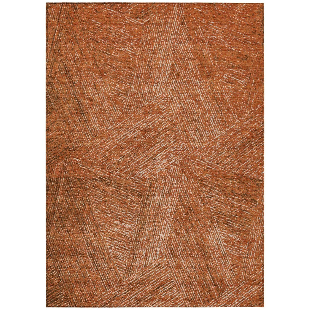HomeRoots 9' Copper Brown & Beige Abstract Area Rug – Versatile Indoor/Outdoor, Washable, Stain Resistant Design 597002