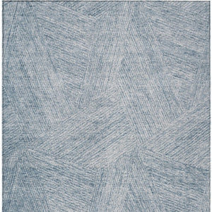 Abstract Washable Polyester Area Rug for Indoor Outdoor Living Spaces Coastal Style Denim Ivory