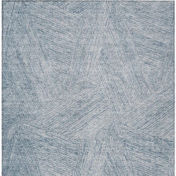 Abstract Washable Polyester Area Rug for Indoor Outdoor Living Spaces Coastal Style Denim Ivory