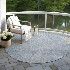 Homeroots 3' Artichoke Green And Ivory Abstract Washable Area Rug – Perfect For Indoor And Outdoor Use! 8' Round Polyester 597006
