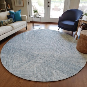Homeroots 3' Artichoke Green And Ivory Abstract Washable Area Rug – Perfect For Indoor And Outdoor Use! 8' Round Polyester 597006