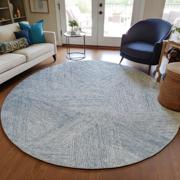 Homeroots 3' Artichoke Green And Ivory Abstract Washable Area Rug – Perfect For Indoor And Outdoor Use! 8' Round Polyester 597006