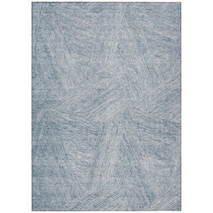 HomeRoots Abstract Washable Polyester Area Rug for Indoor Outdoor Living Spaces Coastal Style Denim Ivory 8' x 10' 597007
