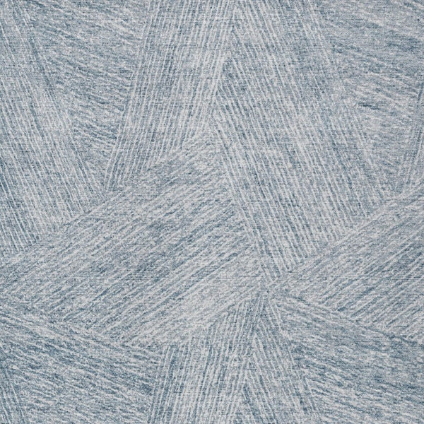 Abstract Washable Polyester Area Rug for Indoor Outdoor Living Spaces Coastal Style Denim Ivory
