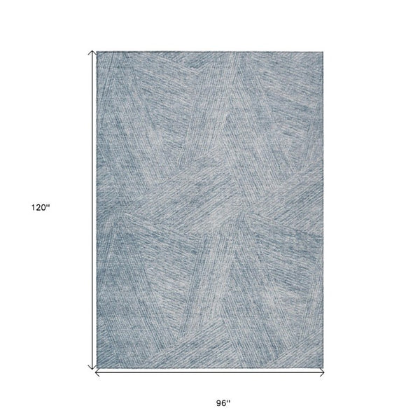 Abstract Washable Polyester Area Rug for Indoor Outdoor Living Spaces Coastal Style Denim Ivory